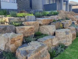 Moss Rocks, Rock Retaining Wall, Limestone Block, Retaining Walls, Garden Landscape Design, Black Granite, Retaining Wall, South Australia, Garden Landscaping