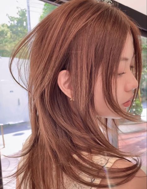 @tottola (tiktok) -> actual salon in tokyo Light Brown Hair With Highlights Caramel, Bangs Wavy Hair, Bronze Hair, Bangs With Medium Hair, Hair Color And Cut, Brown Hair With Highlights, Haircuts For Long Hair, Hair Dye Colors, Hair Inspiration Color