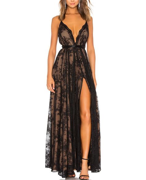 Paris Gown, Black Evening Gown, Michael Costello, Spaghetti Strap Maxi Dress, Split Maxi Dress, Elegant Chic, Revolve Clothing, Guest Dresses, Fitted Dress