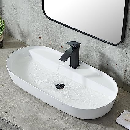 Oval Vessel Sink, Bathroom Vessel Sinks, Vanity Bathroom Sink, Sink Remodel, White Vessel Sink, Vessel Sink Vanity, Farmhouse Cabin, Modern Bathroom Sink, Gray Vanity