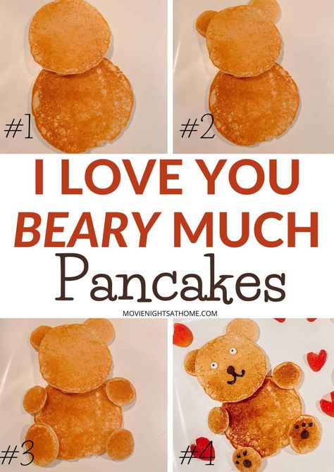 These I Love You Beary Much Pancakes are the perfect option for a Valentines day breakfast for kids! They're easy to make, so much fun, and go great with fresh fruit! #ValentinesDay #Valentines Valentines Day Breakfast For Kids, Valentines Day Breakfast, Bear Pancakes, Cracker Barrel Pancakes, Heart Pancakes, Heart Shaped Pancakes, Kids Pancakes, Red Velvet Waffles, Valentines Breakfast