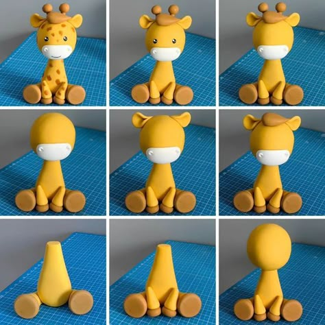 Fondant Giraffe, Kue Fondant, Working With Fondant, Magic Rose, Giraffe Cakes, Rose Tree, Clay Crafts For Kids, Horse Cake, Cake Topper Tutorial