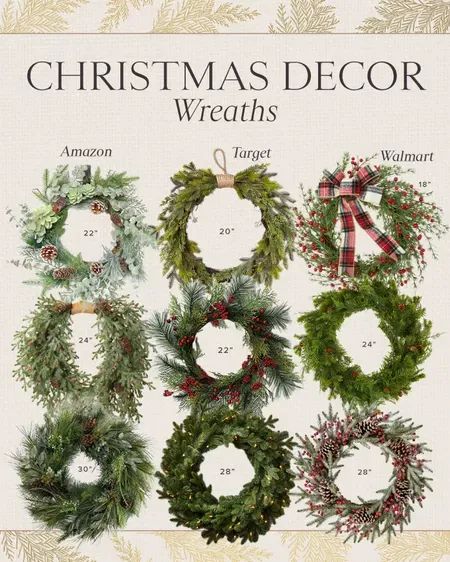 HOLIDAY \ Christmas wreaths finds from Amazon, Target and Walmart. Shop your favorites at affordable prices for the holiday season farmhouse home decor. | SBK Living Walmart Christmas, Greenery Christmas, Faux Christmas, Amazon Christmas, Amazon Influencer, Farmhouse Home Decor, Seasons Of The Year, Christmas Stuff, Holidays Thanksgiving