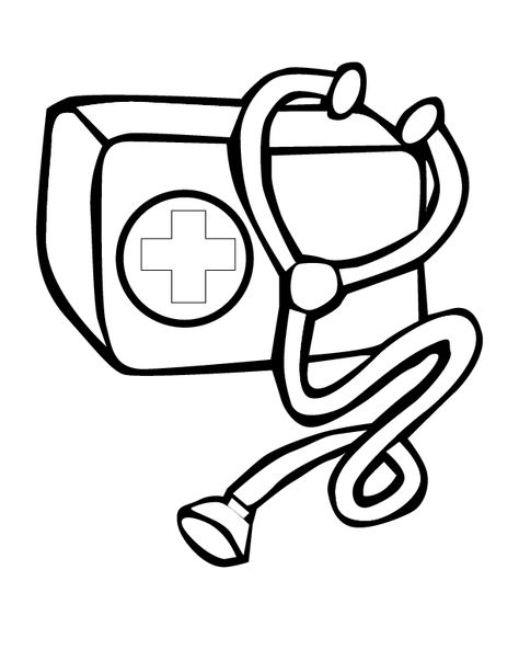 Medical Coloring Pages Free Printable, Doctor Bag Craft, Stethoscope Drawing, Doctor Pictures, Preschool Jobs, Doctor Tools, Fnaf Coloring Pages, School Coloring Pages, Medical Bag