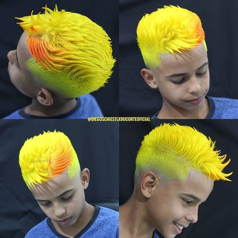 Rainbow Hair Color Ideas, Short Hair Mohawk, 2018 Hair, Rainbow Hair Color, Spiky Hair, Bright Hair Colors, Dyed Hair Inspiration, High Fade, Mens Hair Trends