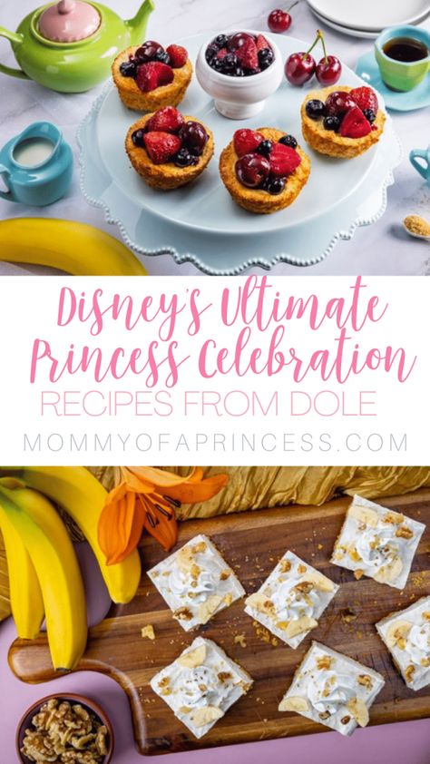 Disney Princess Food, Cheesecake Banana, Dole Recipes, Princess Food, Banana Bars, Geek Food, Banana Bites, Cinderella Party, Princess Inspired