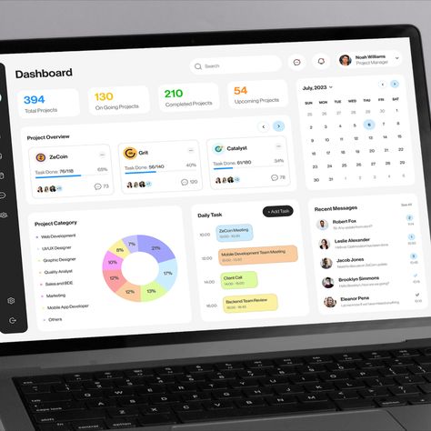 Task and Project Management Dashboard Design by MultiQoS Project Manager Dashboard, Productivity Dashboard Design, Project Progress Dashboard, Project Management Dashboard Design, Project Dashboard Design, Task Management Ui, Task Management Dashboard, Minimalist Dashboard, Task Calendar