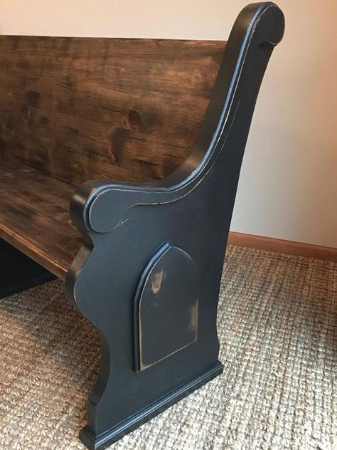 Bench Foyer, Church Pew Bench, Pew Bench, Dining Seating, Vintage Furniture Design, Black Church, Church Pew, Foyer Entryway, Types Of Furniture