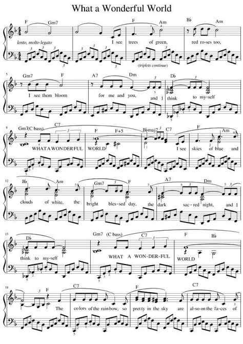 Piano Songs Sheet Music, Free Piano Sheets, Piano Sheet Music Classical, Trumpet Sheet Music, Clarinet Sheet Music, Saxophone Sheet Music, Flute Sheet Music, Violin Sheet, What A Wonderful World