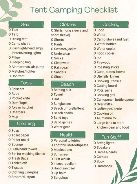 A comprehensive checklist of supplies you need when going tent camping! Everything from gear, to clothing, to the fun stuff. This list will help you making your tent camping trip a success! | camping | tent camping | camping checklist | tent camping checklist | camping packing | camping list | sandbanks camping | camping essentials | tent camping must haves | camping packing checklist 5 Day Camping Packing List, Camping Packing List Clothes, Camping Weekend Packing List, 3 Day Camping Trip Packing Lists, Minimalist Tent Camping, Camping Must Haves Packing Lists, Camping List Packing Checklist, Tent Camping Packing List, Tent Camping Must Haves