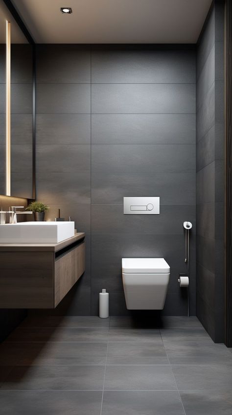 Grey Washroom Ideas, Grey Washroom, Comfy Room Ideas, Masculine Bathroom Ideas, Washroom Ideas, Masculine Bathroom, Bathroom Redecorating, Bathroom Interior Design Modern, Modern Luxury Bathroom