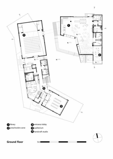 Gallery of Rehovot Community Center / Kimmel Eshkolot Architects - 24 Community Center Plan Architecture, Community Centre Floor Plan, L Shaped Architecture, Community Centre Plan, Community Center Plan, Gallery Floor Plan, Community Center Design, Gallery Plan, Lobby Plan