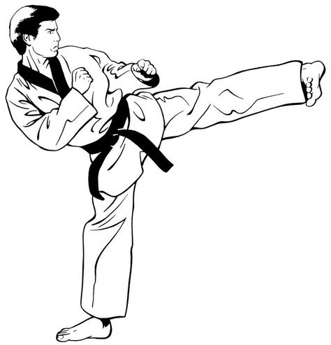 Yop chagi  wtf Taekwondo Poses, Taekwondo Drawing, Poses Reference Drawing, Drawing Male, Reference Drawing, Drawing Quotes, Poses Reference, Aikido, Guy Drawing