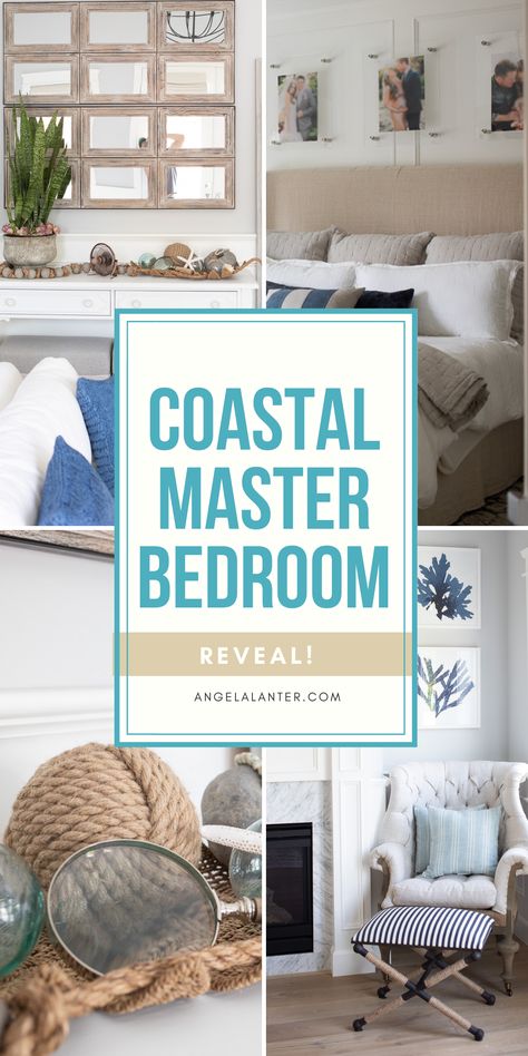 Our Coastal Master Bedroom Reveal. Home Decor Inspiration for your Coastal House. Find the pillows and furniture on Amazon and Target. Angela Lanter #AngelaLanter #CoastalDecor #MasterBedroom #Coastal House Decor Interior Design, Angela Lanter, Decoration Details, Bedroom Reveal, Coastal House, Coastal Design, Custom Sofa, Master Bedrooms Decor, House Interior Decor