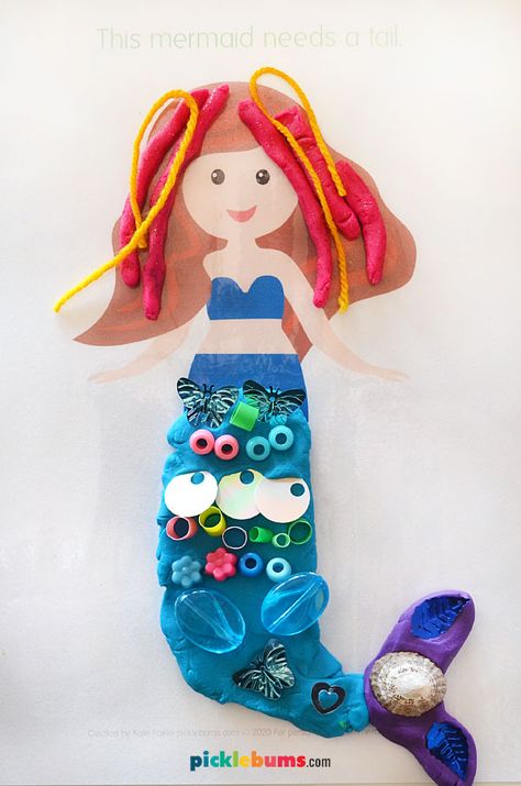 Under The Sea Mermaid Play Dough - Picklebums Play Invitations, Free Printable Mermaid, Play Dough Invitation, 2023 Beach, Early Childhood Activities, Dough Mats, Ocean Theme Party, Playdough Activities, Sea Mermaid