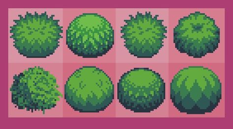 #pixelart Pixel Art Bush, Pixel Art Plants Gif, Top Down Pixel Game, 8 Bit Sprite Sheet, Top Down Tileset Pixel Art, Pixel Art, Mario Characters, Fictional Characters, Art