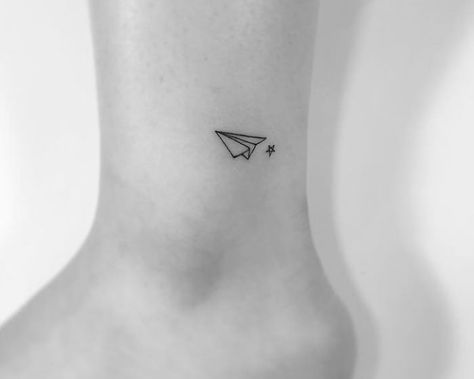 Minimal-tattoos-playground-tat2-korea Paper Plane Tattoo, A Small Tattoo, Airplane Tattoo, Globe Tattoos, Origami Tattoo, Plane Tattoo, Wanderlust Tattoo, Small Girly Tattoos, Sweet Tattoos