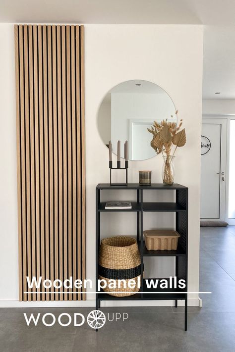 WoodUpp is innovative do-it-yourself wood wall panels, wooden slatwall & acoustic panels, developed so you can mount a wooden wall easily. Wall Paneling Diy, Wooden Wall Panels, Deco Studio, Acoustic Wall Panels, Acoustic Wall, Home Entrance Decor, Wood Panel Walls, Slat Wall, Acoustic Panels