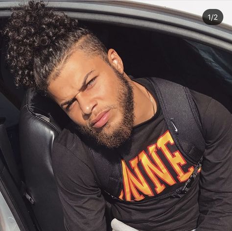 Blasian Men Long Hair, Black Men Long Curly Hair, Biracial Men Long Hair, Hot Black Guys With Curly Hair, Man Bun Hairstyles, Beard Game, Men Haircut Curly Hair, Black Men Haircuts, Men In Black