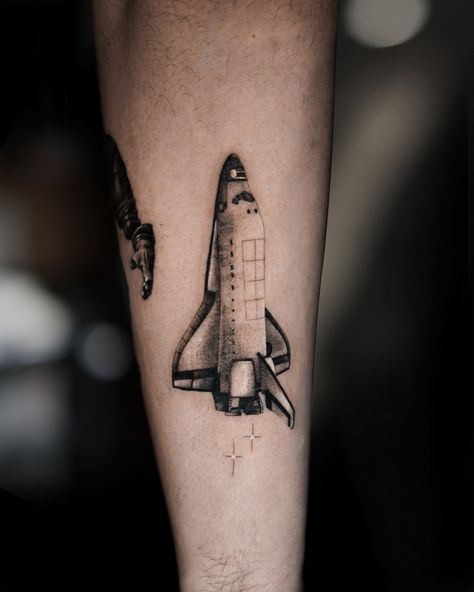 Space Shuttle Tattoo, Dude Tattoos, Rest In Peace Tattoos, Rocket Ship Tattoo, Celebrity Tattoos Women, Heartbeat Tattoo Design, Rip Tattoos, Spaceship Tattoo, Rocket Tattoo