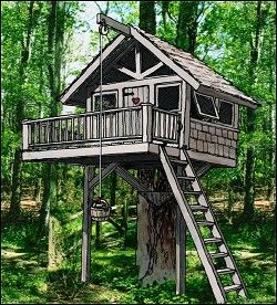 Treehouse Playhouse, Treehouse Plans, Playhouse Design, Beautiful Tree Houses, Building A Treehouse, Tree House Plans, Tree Fort, Tree House Diy, Tree House Kids