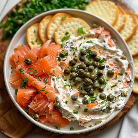 Christmas Recipes | Smoked Salmon Dip with Cream Cheese | Facebook Dip With Cream Cheese, Smoked Salmon Cream Cheese, Salmon Dip, Smoked Salmon Dip, Salmon Cream Cheese, Bagel Chips, Cream Cheese Dips, Interesting Food, Cheese Plate