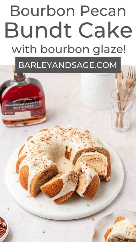 Pecan Bundt Cake, Brown Butter Bourbon, Butter Bourbon, Bourbon Cake, Brown Sugar Cakes, Boozy Cupcakes, Whiskey Cake, Vanilla Bean Cakes, Bourbon Glaze