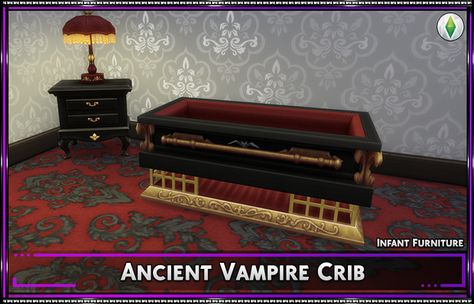 Sims 4 Vampire Decor, Sims 4 Vampire Furniture, Coffin Bed, Sims 4 Vampire, 4 Witches, Sims 4 Cc Goth, Vampire Decor, Ancient Vampire, Sims Medieval