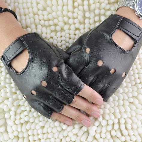 Leather Fingerless Gloves, Goth Streetwear, Harajuku Men, Leather Motorcycle Gloves, Fashion Gloves, Wool Gloves, Motorcycle Gloves, Mens Gloves, Men Vintage