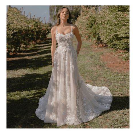 Step into your fairytale moment with this breathtaking Backless Boho Bridal Gown. Designed for the free-spirited bride, this stunning A-Line wedding dress gracefully combines romance and modern elegance. The timeless sweetheart neckline accentuates your natural beauty, while intricate floral lace appliques add a touch of ethereal charm. The flowing A-line silhouette flatters every figure, offering comfort and movement on your special day. With its captivating backless design, this gown exudes bo Floral Embroidered Wedding Dress, Sweetheart Neckline Wedding Dress, Wedding Dress With Sweetheart Neckline, Wedding Dresses Sweetheart Neckline, Wedding Dress Boho, Dress With Sweetheart Neckline, Embroidered Wedding Dress, A Line Bridal Gowns, Boho Bridal Gowns