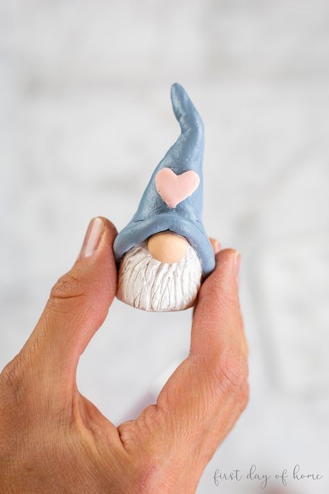 Learn how to make a unique Valentine gnome using air dry clay. Get a full video tutorial with a step-by-step guide for this Valentine's Day craft. Kids of all ages and grownups alike will have fun making these little characters. #gnomes #valentinegnome #airdryclaycrafts #valentinecrafts #firstdayofhome Clay Projects For Kids, Gnome Wreath, Valentine Gnome, Diy Air Dry Clay, Air Dry Clay Projects, Craft Kids, Valentine Crafts For Kids, Clay Diy Projects, Clay Crafts Air Dry