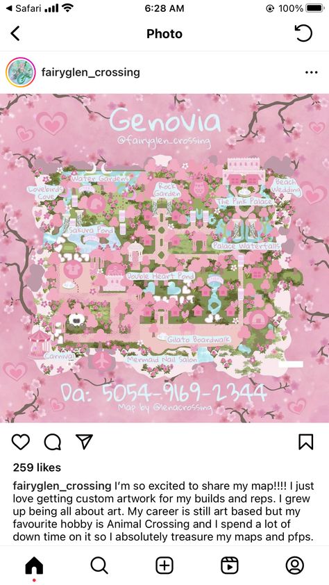 Acne Island Names, Pink Island Aesthetic, Acnh Sylvana, Acnh Maps, Acnh Layout, Kawaii Island, Cottagecore Animal Crossing, Mermaid Island, Pink Island