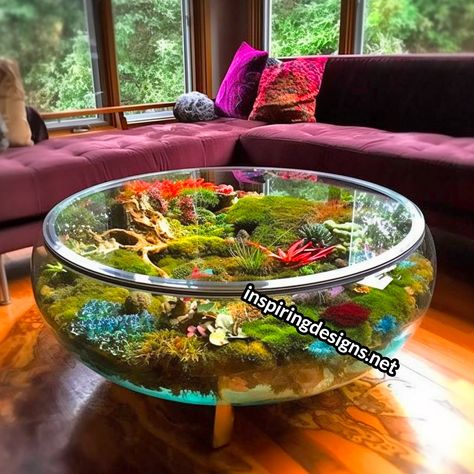 Terrarium Coffee Tables: The Green Oasis Your Home Has Been Missing – Inspiring Designs Terrarium Tv Stand, Diy Aquarium Coffee Table, Terrarium With Fish, Glass Coffee Table Terrarium, Plant Coffee Table, Terrarium Side Table, Terrarium Coffee Table, Table Terrarium, Pond Table