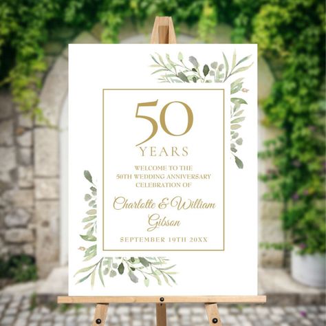 50th Wedding Anniversary Gift Ideas, Gifts For Parents From Kids, Greenery Welcome Sign, Watercolour Woodland, Wedding Signs Welcome, Woodland Garland, Anniversary Gifts By Year, 50th Wedding Anniversary Gift, 50th Wedding Anniversary Ideas