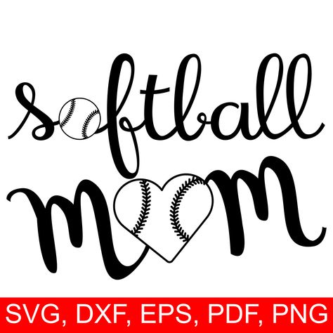 Softball Mom SVG File and Printable Clipart to make a Softball Mom shirt or gift to wear during the game to cheer the team! Girls Softball Shirts, Softball Problems, Softball Mom Shirt, Softball Crafts, Softball Uniforms, Softball Mom Svg, Softball Outfits, Softball Quotes, Softball Pictures