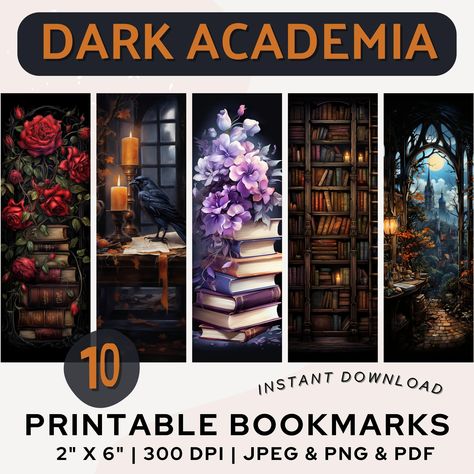 Dark Academia Bookmark, Library Bookmarks, Bookmark Printable, Bookmark Designs, Dark Academy, Reading Materials, Reading Adventure, Printable Bookmarks, Personalized Bookmarks