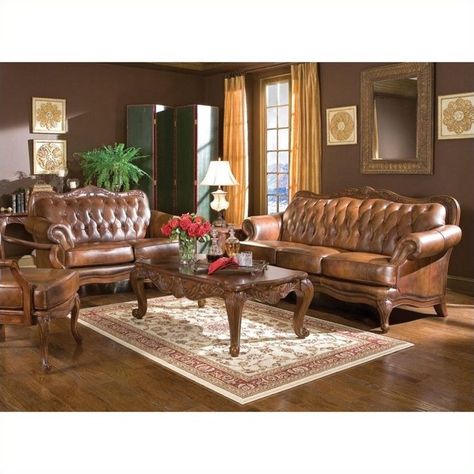 Dallas Furniture Stores, Traditional Living Room Furniture, Brown Furniture Living Room, 3 Piece Living Room Set, Victorian Living Room, Plans Architecture, Traditional Living Room Sets, Sofa And Loveseat Set, Living Room Sofa Set