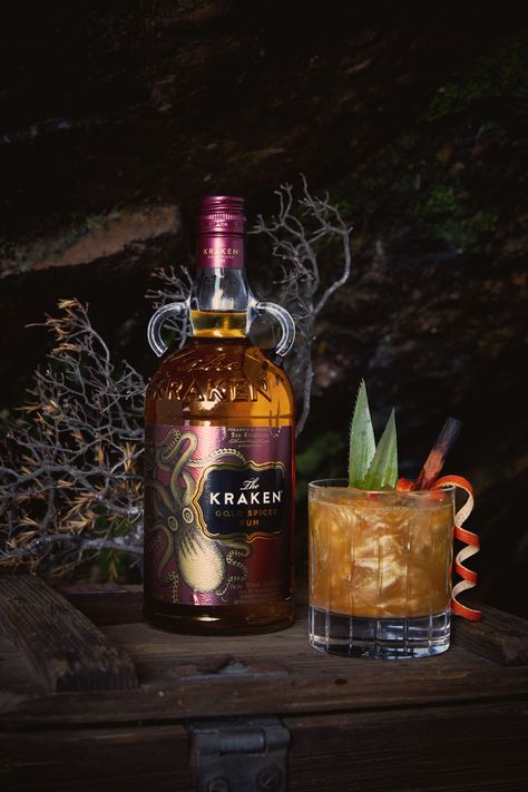 Kraken Rum Cocktails, Spiced Rum Drinks, Kraken Rum, Gold Luster Dust, Rum Recipes, Luster Dust, Sea Serpent, Rum Cocktails, Rum Drinks