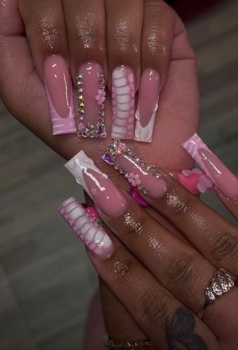 Acrylic Nail Designs Coffin, Acrylic Toe Nails, Hard Nails, Colored Acrylic Nails, Girly Acrylic Nails, Cute Acrylic Nail Designs, French Tip Acrylic Nails, Dope Nail Designs, Short Square Acrylic Nails