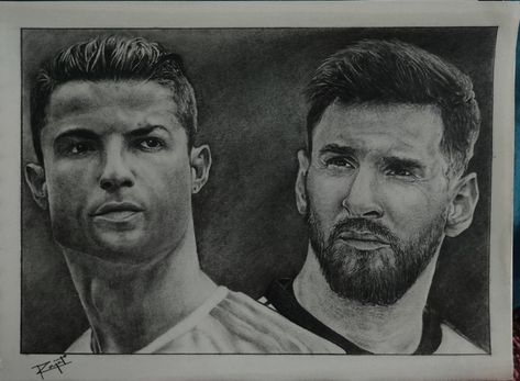 Messi And Ronaldo, Marvel Artwork, Pencil Sketch, Lionel Messi, Cristiano Ronaldo, Ronaldo, Soccer, Sketch, Pencil