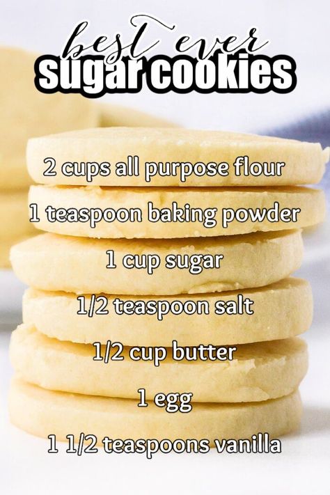 Homemade Sugar Cookies Recipe, Homemade Sugar Cookies, Sugar Cookie Recipe Easy, Cookie Recipes Homemade, Best Sugar Cookies, Easy Sugar Cookies, Soft Sugar Cookies, Yummy Dessert, Easy Baking Recipes Desserts