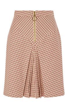 Bordeaux Pleated Checked Yoke Skirt  by MANOUSH for Preorder on Moda Operandi Checkerboard Skirt, Yoke Skirt, Pola Rok, Waisted Skirts, Checked Skirt, Afrikaanse Mode, African Fashion Skirts, Beige Skirt, Classy Dress Outfits