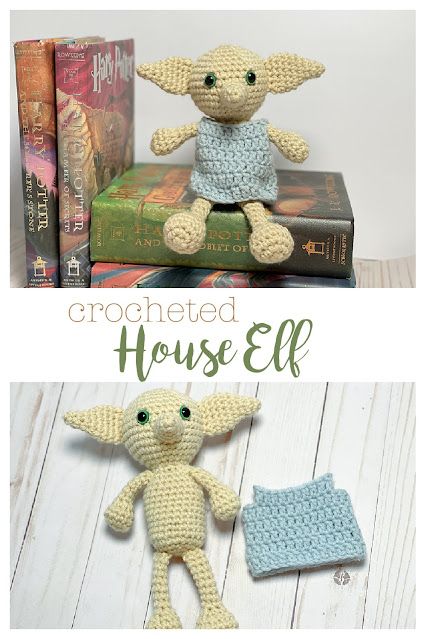 Crochet Harry Potter, Harry Potter Crochet, House Elf, Pointy Ears, Geek Crafts, Elf House, Crochet Animals Free Patterns, Harry Potter Crafts, Crochet Design Pattern