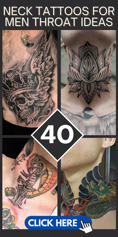 Looking for bold body art? Check out these 40 coolest neck and throat tattoo ideas for men, from small designs to full neck pieces. #NeckTattoos #TattooArt #MensStyle Neck Chest Tattoo Men, Throat And Neck Tattoos Women, Big Cover Up Tattoos Men, Large Neck Tattoo, Men Throat Tattoo, Men S Neck Tattoo, Neck Sleeve Tattoo Men, Men’s Back Neck Tattoo Ideas, Doctor Bird Tattoo