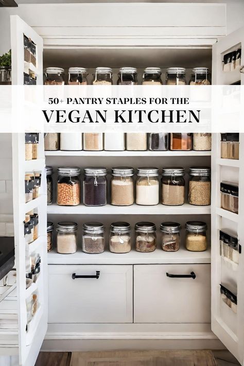 Vegan Pantry Essentials, Plant Based Pantry, Vegan Pantry Staples, Stocked Pantry, Chickpea Chili, Corn Grits, Vegan Pantry, Black Lentils, Vegan Ingredients