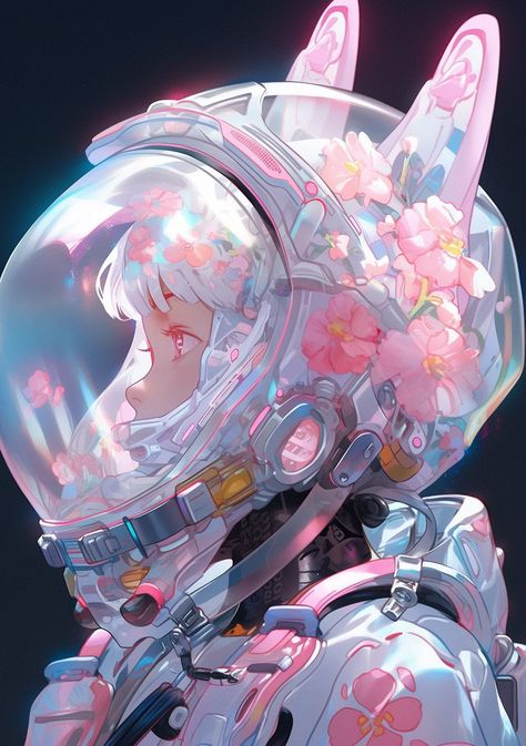 Astronaut Oc, Cute Cyberpunk, Space Girl Art, Space Anime, Pop Art Wallpaper, Space Suit, Dreamy Art, Anime Artwork, Character Design Inspiration