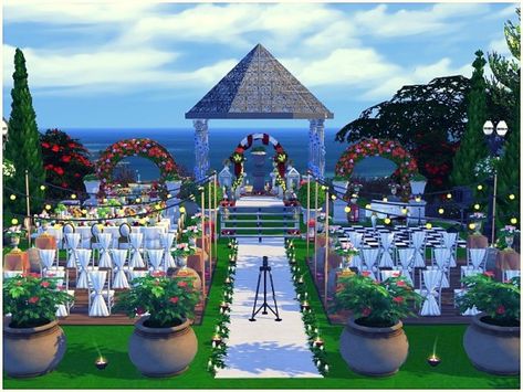 The Sims Resource: Outdoor Wedding Park by lotsbymanal The Sims 4 Lots, Casas The Sims 4, Wedding Altars, Sims 4 Downloads, Sims Community, Sims 4 Houses, The Sims4, Electronic Art, Park Weddings