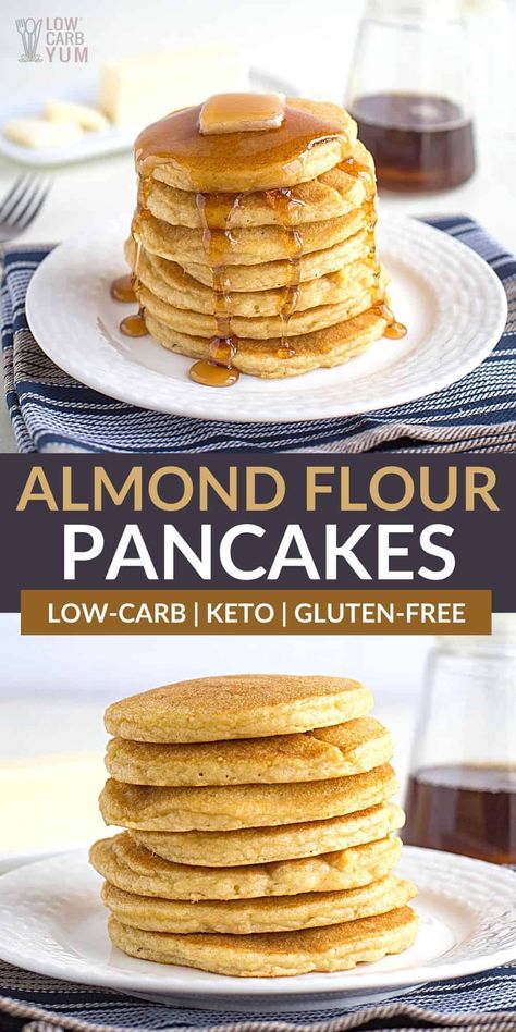 Almond Meal Pancakes, Almond Flour Pancakes, Desayuno Keto, No Flour Pancakes, Low Carb Pancakes, Flour Pancakes, Breakfast Low Carb, Keto Pancakes, Low Carb Low Sugar