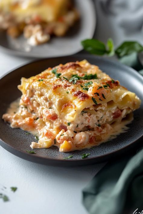 Indulge in this cheesy shrimp and crab seafood lasagna, packed with layers of fresh seafood, creamy sauce, and melted cheese. It’s a hearty and comforting dish that’s perfect for seafood fans and lasagna lovers alike!

#SeafoodLasagna #ShrimpAndCrab #CheesyLasagna #ComfortFood #SeafoodDinner #LasagnaRecipe #EasyDinner #CreamyPasta #BakedSeafood Seafood Alfredo Lasagna Roll Ups, Seafood Lasagna Recipe, Creamy Seafood Lasagna, Seafood Lasagna Recipe Easy, Seafood Meals, Lasagna Seafood, Seafood Lasagna Recipe White Sauce, White Sauce Lasagna, Seafood Stuffed Shells