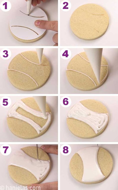 Baseball Sugar Cookies, Baseball Cookies Decorated, Baseball Cookies With Royal Icing, Vegan Royal Icing, Baseball Cookies, Flood Icing, Cookie Icing Recipe, Petal Dust, Cookie Hacks